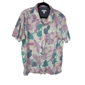 Sun + Stone Mens XL Floral Short Sleeve Button Down Camp Shirt Summer Vacation